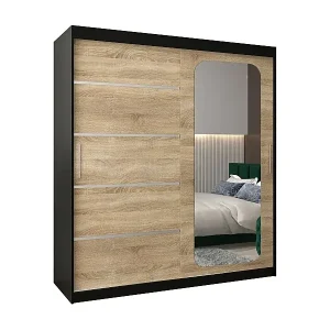 Solange Der Vorrat Reicht SCHWEBETÜRENSCHRANK PROMO V2 200/180/62 2-türig (Schwarz/Sonoma)