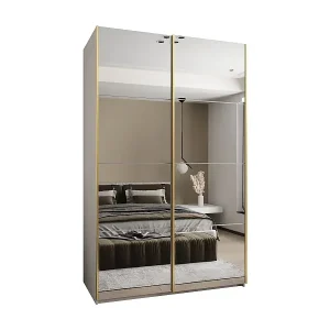 SCHWEBETÜRENSCHRANK Lux 2 245,5/160/64 (Weiß/Weiß/Gold) Bestseller