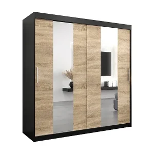 Schwebetürenschrank Pole 200/200/62 2-Türig (Schwarz/Sonoma) Markenprodukt