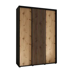 Markenware SCHWEBETÜRENSCHRANK SAPPORO 1 205,2/180/60 3-türig (Schwarz/Artisan)