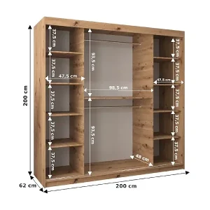 Kostenloser Versand SCHWEBETÜRENSCHRANK PROMO T2 200/200/62 2-türig (Sonoma/Schwarz)