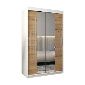 Neu SCHWEBETÜRENSCHRANK YORK 1 200/120/62 2-türig (Weiß/Artisan)