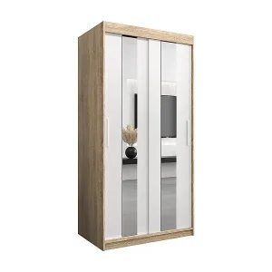 Schwebetürenschrank Pole 200/100/62 2-Türig (Sonoma/Weiß) Wochenendangebot