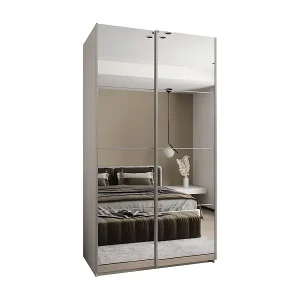 Markenware SCHWEBETÜRENSCHRANK Lux 2 245,5/140/64 (Weiß/Weiß/Silber)