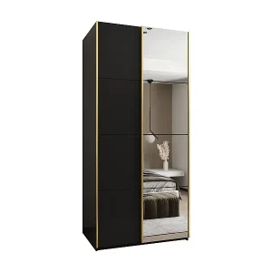 SCHWEBETÜRENSCHRANK Lux 3 245,5/100/64 (Schwarz/Schwarz/Gold) Neuheit