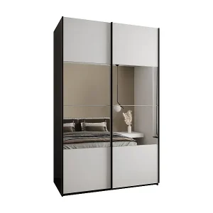 SCHWEBETÜRENSCHRANK Lux 4 245,5/150/64 (Schwarz/Weiß/Schwarz) Preisreduziert