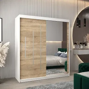 SCHWEBETÜRENSCHRANK YORK 2 200/180/62 2-türig (Weiß/Sonoma) Bestseller