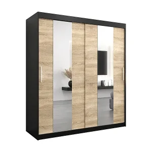 Neue Ware Schwebetürenschrank Pole 200/180/62 2-Türig (Schwarz/Sonoma)