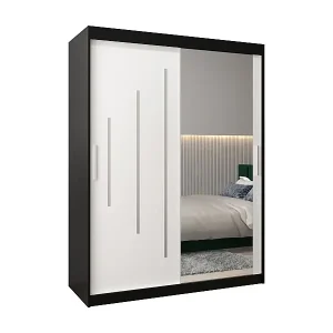 SCHWEBETÜRENSCHRANK YORK 2 200/150/62 2-türig (Schwarz/Weiß) Schnäppchen