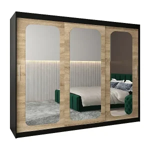 Kracherpreis SCHWEBETÜRENSCHRANK PROMO T3 200/250/62 3-türig (Schwarz/Sonoma)