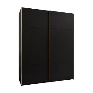 SCHWEBETÜRENSCHRANK Lux 1 245,5/190/64 (Schwarz/Schwarz/Gold) Sonderangebot