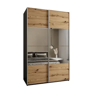 SCHWEBETÜRENSCHRANK Lux 4 245,5/160/64 (Schwarz/Artisan/Silber) Direkt Vom Hersteller