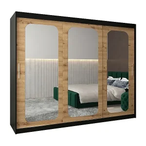 SCHWEBETÜRENSCHRANK PROMO T3 200/250/62 3-türig (Schwarz/Artisan) Billig