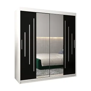 SCHWEBETÜRENSCHRANK YORK 1 200/180/62 2-türig (Weiß/Schwarz) Kostenfreie Lieferung