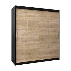 Top-Angebot SCHWEBETÜRENSCHRANK YORK 200/180/62 2-türig (Schwarz/Sonoma)