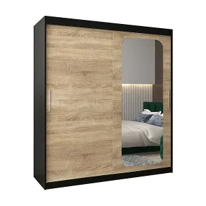 SCHWEBETÜRENSCHRANK PROMO T2 200/180/62 2-türig (Schwarz/Sonoma) Saisonangebot