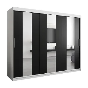 Solange Der Vorrat Reicht Schwebetürenschrank Pole 200/250/62 2-Türig (Weiß/Schwarz)