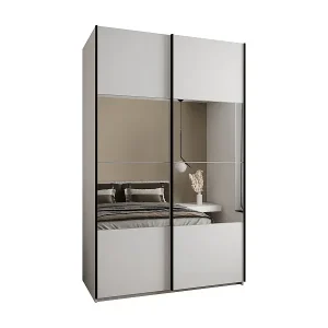 SCHWEBETÜRENSCHRANK Lux 4 245,5/150/64 (Weiß/Weiß/Schwarz) Mega-Angebot