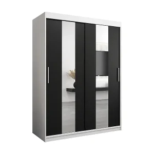 Versand Am Gleichen Tag Schwebetürenschrank Pole 200/150/62 2-Türig (Weiß/Schwarz)