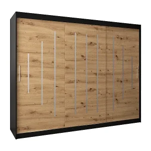 Bestseller SCHWEBETÜRENSCHRANK YORK 200/250/62 3-türig (Schwarz/Artisan)