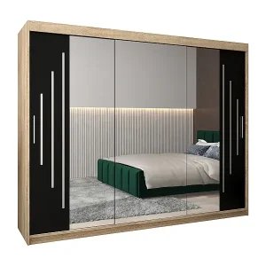 SCHWEBETÜRENSCHRANK YORK 2 200/250/62 3-türig (Sonoma/Schwarz) Ausverkauf