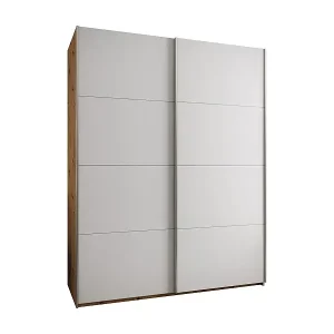 SCHWEBETÜRENSCHRANK Lux 1 245,5/200/64 (Artisan/Weiß/Silber) Abverkauf