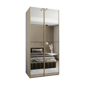 SCHWEBETÜRENSCHRANK Lux 2 245,5/110/64 (Weiß/Schwarz/Silber) Letzte Chance