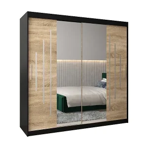 Top-Preis SCHWEBETÜRENSCHRANK YORK 1 200/200/62 2-türig (Schwarz/Sonoma)