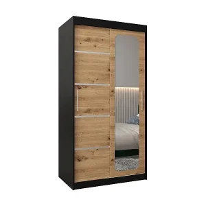 Ausverkauf SCHWEBETÜRENSCHRANK PROMO V2 200/100/62 2-türig (Schwarz/Artisan)