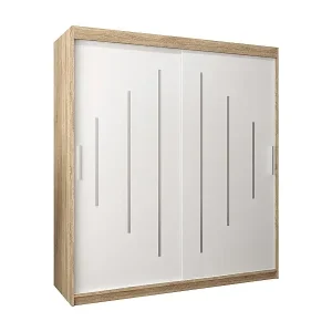 SCHWEBETÜRENSCHRANK YORK 200/180/62 2-türig (Sonoma/Weiß) Letzte Chance