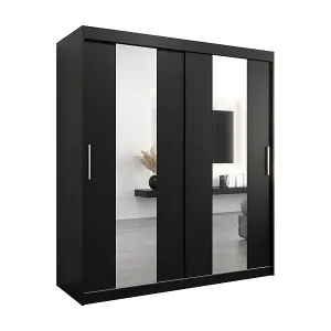 Schwebetürenschrank Pole 200/180/62 2-Türig (Schwarz) Preisknaller