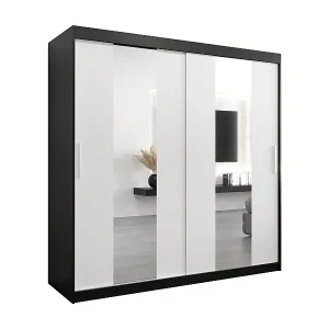 Schwebetürenschrank Pole 200/200/62 2-Türig (Schwarz/Weiß) Rabatt