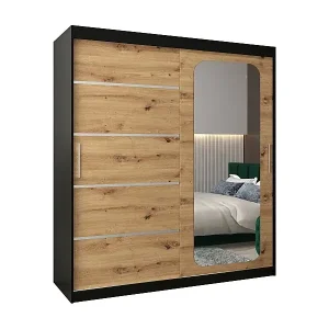 SCHWEBETÜRENSCHRANK PROMO V2 200/180/62 2-türig (Schwarz/Artisan) Letzte Chance