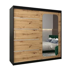 SCHWEBETÜRENSCHRANK PROMO V2 200/200/62 2-türig (Schwarz/Artisan) Jetzt Kaufen