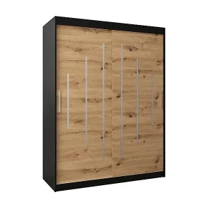 SCHWEBETÜRENSCHRANK YORK 200/150/62 2-türig (Schwarz/Artisan) Nur Für Kurze Zeit