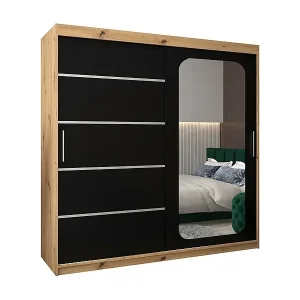 SCHWEBETÜRENSCHRANK PROMO V2 200/200/62 2-türig (Artisan/Schwarz) Abverkauf