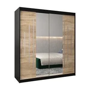 Knallerangebot SCHWEBETÜRENSCHRANK YORK 1 200/180/62 2-türig (Schwarz/Sonoma)