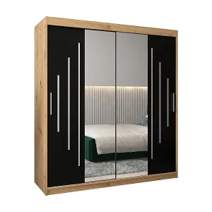 SCHWEBETÜRENSCHRANK YORK 1 200/180/62 2-türig (Artisan/Schwarz) Preisreduziert