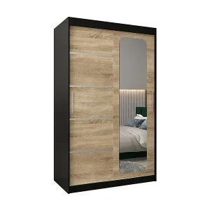 Letzte Chance SCHWEBETÜRENSCHRANK PROMO V2 200/120/62 2-türig (Schwarz/Sonoma)