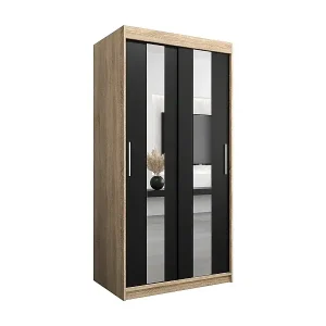 Schnäppchen Schwebetürenschrank Pole 200/100/62 2-Türig (Sonoma/Schwarz)