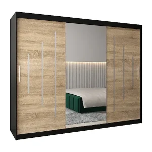 SCHWEBETÜRENSCHRANK YORK 1 200/250/62 3-türig (Schwarz/Sonoma) Bestpreis