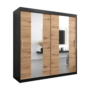 Schwebetürenschrank Pole 200/200/62 2-Türig (Schwarz/Artisan) Must-Have