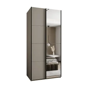 SCHWEBETÜRENSCHRANK Lux 3 245,5/120/64 (Kaschmir/Kaschmir/Schwarz) Expressversand