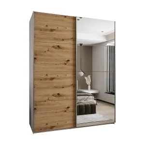 Begrenztes Angebot SCHWEBETÜRENSCHRANK Lux 3 245,5/190/64 (Weiß/Artisan/Silber)