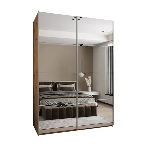 SCHWEBETÜRENSCHRANK Lux 2 245,5/170/64 (Artisan/Weiß/Silber) Kostenfreie Lieferung