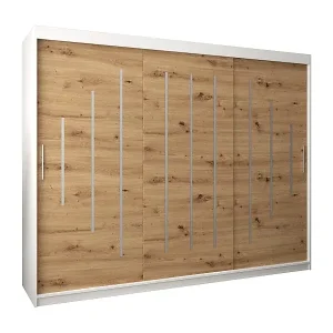 Markenware SCHWEBETÜRENSCHRANK YORK 200/250/62 3-türig (Weiß/Artisan)