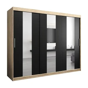 Schwebetürenschrank Pole 200/250/62 2-Türig (Sonoma/Schwarz) Jetzt Kaufen