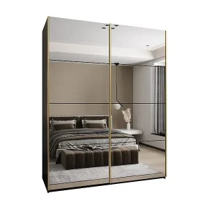 Neue Kollektion SCHWEBETÜRENSCHRANK Lux 2 245,5/200/64 (Schwarz/Schwarz/Gold)