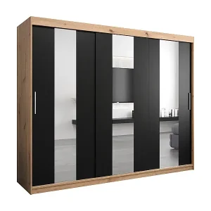 Bestseller Schwebetürenschrank Pole 200/250/62 2-Türig (Artisan/Schwarz)