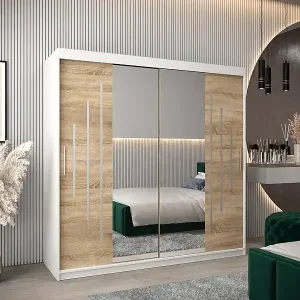 Neu SCHWEBETÜRENSCHRANK YORK 1 200/200/62 2-türig (Weiß/Sonoma)